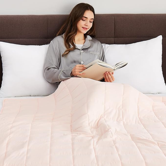 CuteKing Weighted Blanket for Adults(25lbs, 88"x104", Pink) Heavy Blanket for 240-260lbs, Weighted Blanket for Cooling & Heating with Premium Glass Beads, Soft Thick Blanket for Adult All-S
