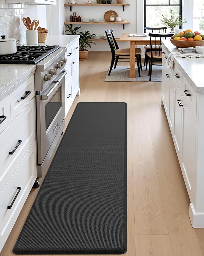 DEXI Kitchen Mat Cushioned Anti Fatigue, Extra Long Large Comfort Standing Floor Mats Waterproof, Memory Foam Antifatigue Runner Rug for Desk Office, Sink, Laundry, 70x20, Black