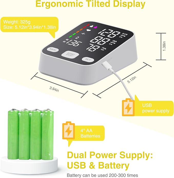 Upper arm Blood Pressure Monitor, 6-Inch Large Backlit Display, Accurate Reading, One-Button Operation, 2-User Mode with 199 Memory Records, Pulse Rate Detection, Blood Pressure Monitors for Home use
