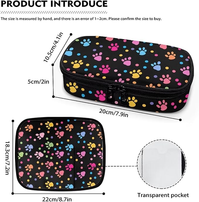 Colorful Dog Paw Insulin Cooler Travel Case Insulated Diabetic Medication Organizer Carrying Bag with Extra Pouch for Insulin Pen and Other Diabetic Supplies, Blood Glucose Monitors