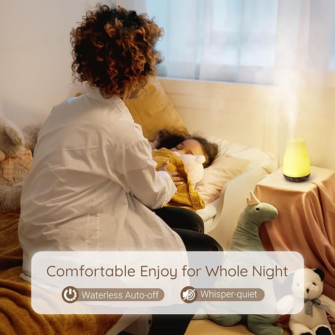 Aromatherapy Essential Oil Diffuser for Room: Air Humidifier Aroma Scent Cool Mist Diffusers Colorful Light Cute Mini Small Waterless Auto Off Ultrasonic for Home Bedroom