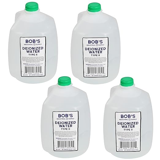 BISupply Deionized Water Gallon Type 2 Deionized Water Jug - 4Gal Type II Demineralized Sterile Distilled Water for Automotive and Laboratory Equipment