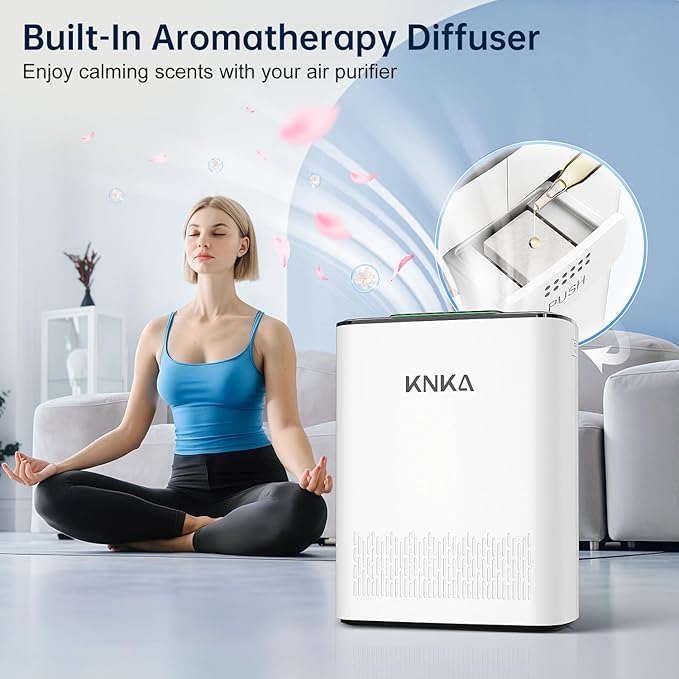 KNKA Air Purifiers for Home Large Room Bedroom Up to 1123 Ft² in 1 Hr, Washable Filters, AQI Display, Turbo Mode, Auto & Sleep Modes, HEPA Air Cleaner for Smoke, Dust, Pet Hair, Pollen (APH3000)