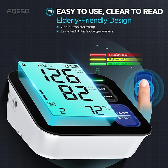 Blood Pressure Machine Upper Arm, 2 Size Cuffs Fit Arms from Medium 9"-17" to Extra Large XL Cuff 13"-21", Accurate Automatic Digital BP Monitor Home Use, Large Backlit LCD, BP Cuff with 2-User Mode