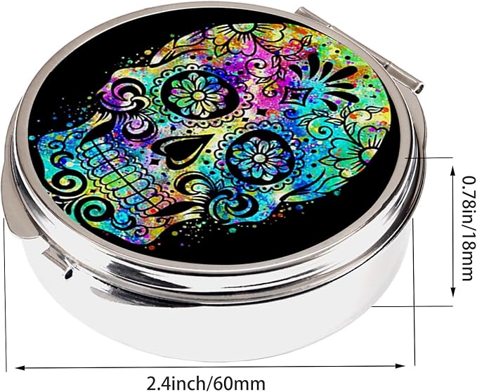 2pcs Pill Box,3 Compartment Small Pill Case for Pocket & Purse, Travel Metal Pill Organizer,Pill Container and Medicine Vitamin Organizer