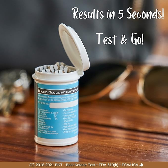 BKT TD-4279 Blood Glucose Test Strips 50ct - NOT for Keto-Mojo GK+ - Only for BKT Meter and Original Keto-Mojo Bluetooth TD-4279