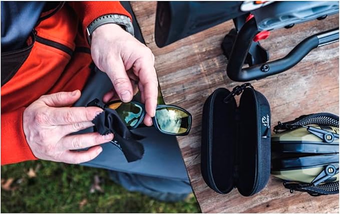Walker's IKON Carbine Full Frame Shooting Glasses | Impact-Resistant Non-Slip Hunting Safety Glasses, Lens Cloth & Carry Case