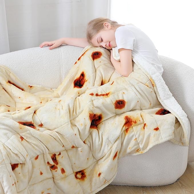 Aemicion Burrito Weighted Blanket for Adults Kids, 48"x 72"10lbs Twin Size Weighted Blanket,Machine Washable Cozy Fleece Sherpa Throw Blanket Weighted as Gifts for Women Men Kids