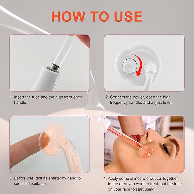 Hi Frequency Facial Care Tool Skin Tonning Device with 7 Electrode Tubes 2 Colors Options Elitzia ETSC640N (Orange)