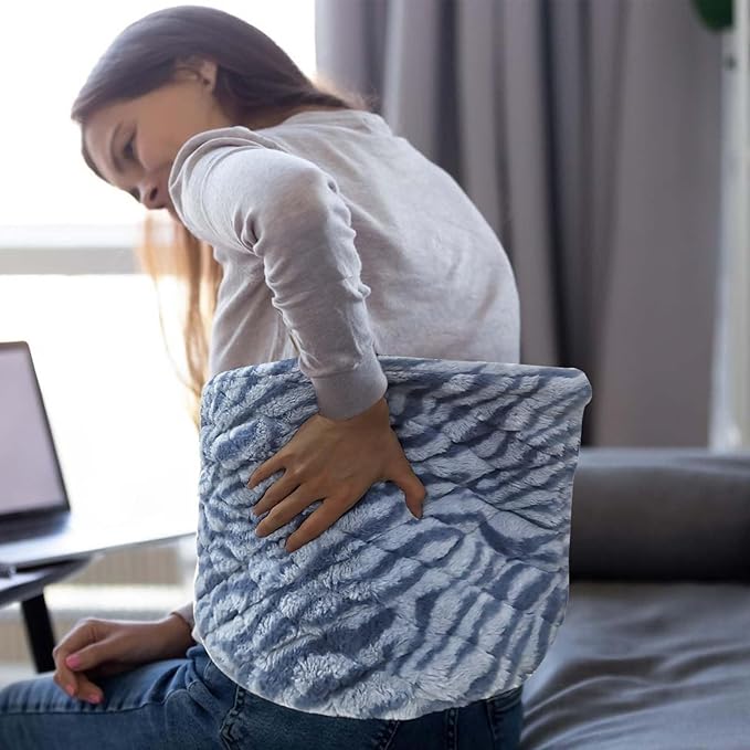 Full Weighted Heating Pad for Back, Neck, and Shoulder Pain Relief with Auto Shut Off, Extra Large 12 x 24, Grey Blue-PLH02
