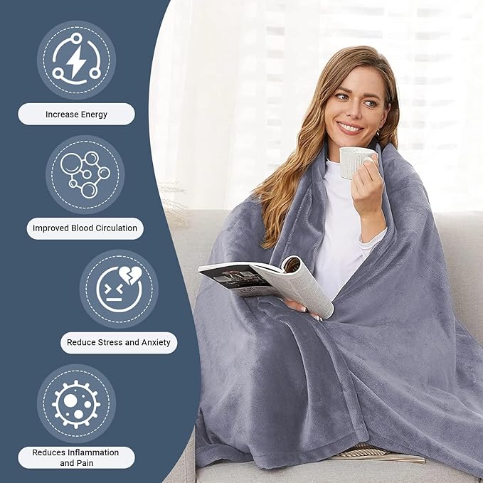 Grounding Blanket 60x80 inch Grounding Sheets Queen, Grounding Mat for Improved Sleep, Relieving Pain,Conductive Grounded Mats with Grounding Cord (Gray, 60 * 80 in)