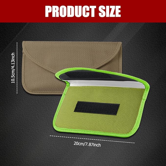 2PCS Faraday Bags for Car Key and Cell Phone, Signal Blocking Bag, Faraday Key Fob Protector, Universal Cell Phone Privacy Card Protection Car Accessories for Anti-Thefting (Khaki+Green)