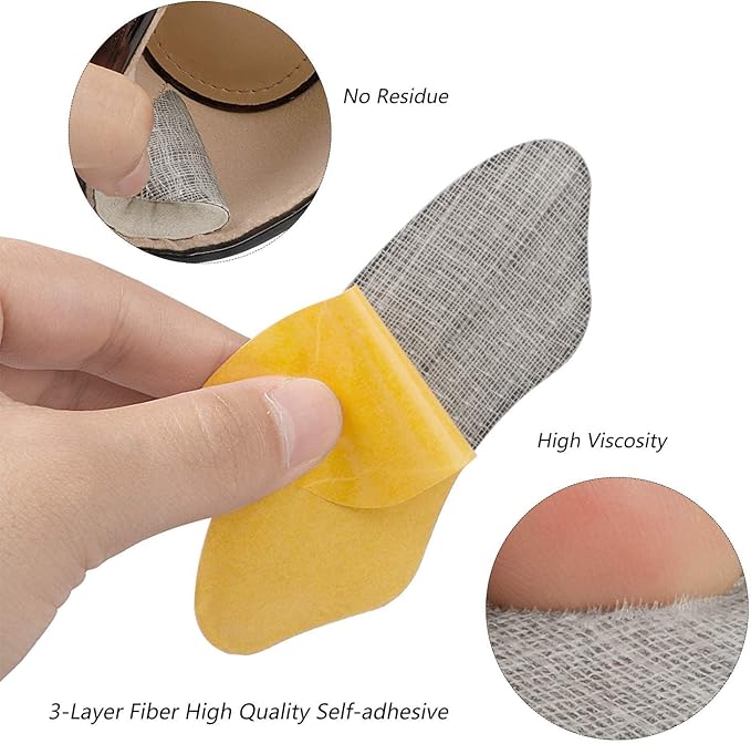 Premium Heel Pads Inserts Grips, Back of Heel Protectors Cushions Liner Prevent Too Big Shoe From Slipping, Blisters, Filler for Loose Fit - Men Women (Beige Black)