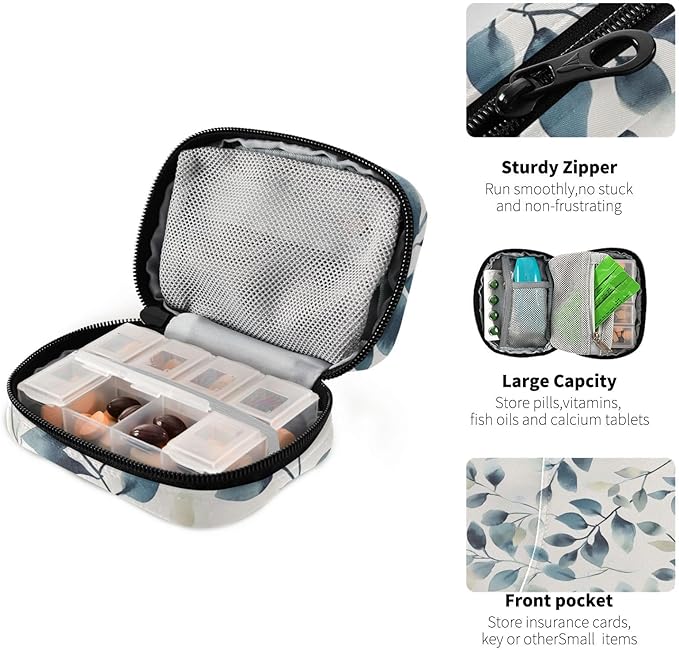 Travel Pill Case Abstract Tree Branches Weekly Small Pill Box 7 Day Pill Box Pill Organizer Bag