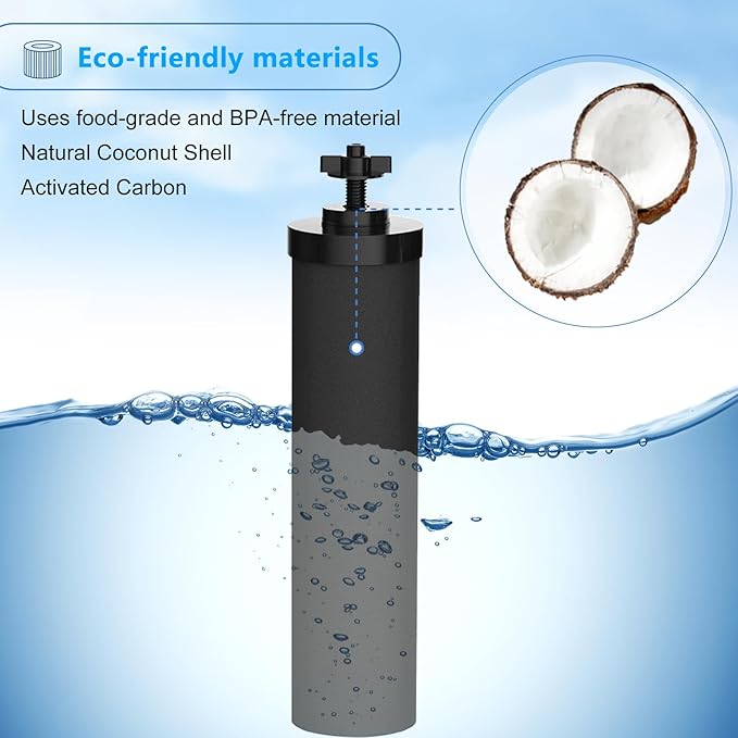 Black Filter 4 Packs by NSF/ANSI 42 Certified, Replacement for BB9-2® Purification Elements Filters, Compatible with Berkey Gravity Filtration System, Replacement for Berkey Black Filters