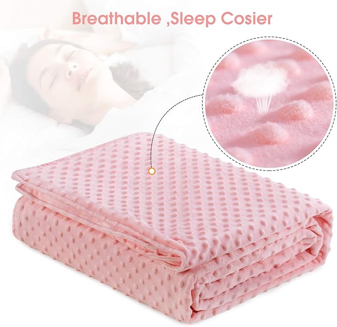 Acdyion Weighted Blankets Removable Duvet Cover for Adults Queen Size (60"x80"),Heavy Blanket Duvet Cover with Soft and Comfort Minky with 12 Ties,Machine Washable Soft Weighted Blanket Cover (Pink)
