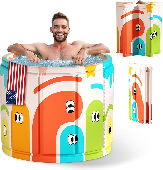 Foldable Portable Bathtub for Adults – 2-in-1 Hot & Cold Plunge, 105-Gal Large Capacity Collapsible Bathtub Adult, 6-layer Insulated Portable Soaking tub - Space-saving Design