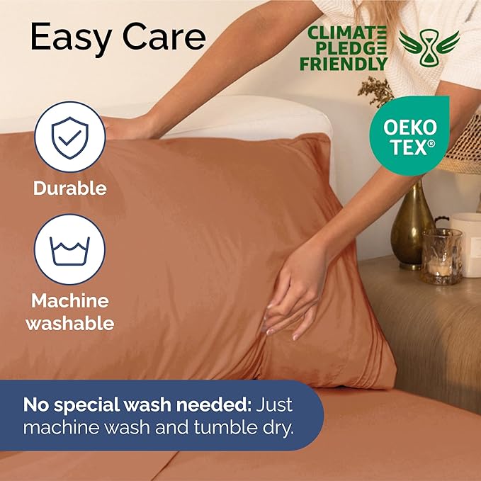 King Size 4 Piece Sheet Set - Extra Soft, Breathable & Cooling Sheets - Hotel Luxury Durable Bed Sheets for Women & Men - Deep Pockets, Easy-Fit & Wrinkle-Free Sheets - Warm Peach Oeko-Tex Bed Sheets
