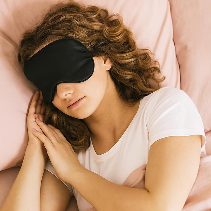20 Pieces Silk Sleep Mask with Adjustable Strap, Black Eye Covers for Sleeping with 2PCS Storage Bags Soft Satin Eye Mask Blindfold Comfortable Sleeping Masks for Travel, Women Men