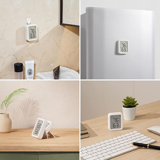 SwitchBot Thermometer Hygrometer, Bluetooth Indoor Humidity Meter for Home, Temperature Sensor with App Control, Large LCD Display, Notification Alerts, 2-Year Data Storage Export