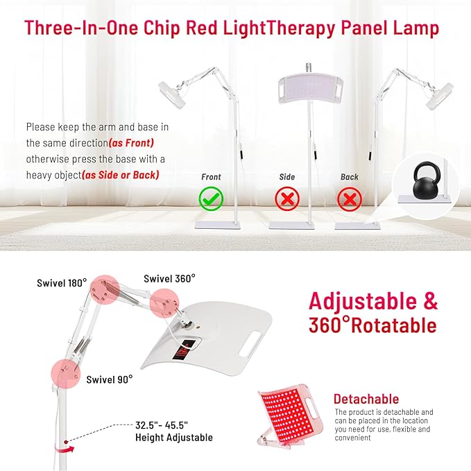 Red Light Therapy for face body-660nm 850nm Infrared light therapy panel with Stand for home use,Timer function,Adjustable Head,red light therapy panel for body and face,gift idea for men women