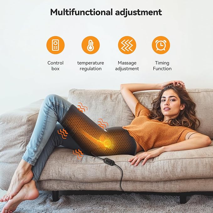 Yabuu Heated Massage Waist Hip Support Brace Heating Pad for Sciatica Pain Relief Hot Physical Therapy Waist/Lower Back/Thigh/Buttock Gift for Men Women