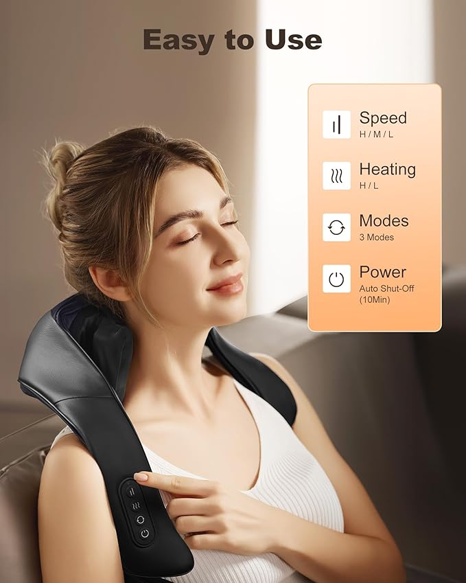 Beleduc Neck and Back Massager with Soothing Heat, FSA Eligible, Cordless Neck Shoulder Massager, Upgraded 4D Shiatsu Deep Kneading Massage for Back Shoulder