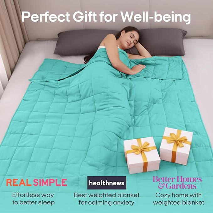 ZonLi Weighted Blanket for Adults(60"x80",20lbs, Dark Green) Queen Size High Breathability Cooling Heavy Blanket, Soft Material with Premium Glass Beads,All-Season.