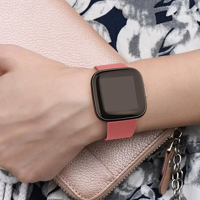 Mugust Sport Bands Compatible with Fitbit Versa 2 / Fitbit Versa/Versa Lite/Versa SE, Classic Soft Silicone Replacement Wristbands Straps for Fitbit Versa 2 Smart Watch Women Men (Small,Coral Red)