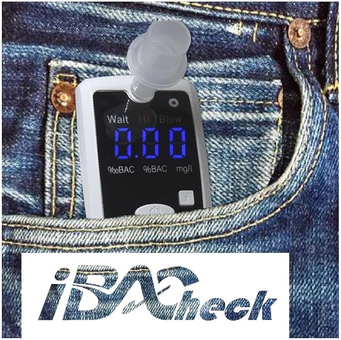 Breathalyzer with 10 Memories and LED Display, Visible at Night. Long Battery Life and Last 350 Test with Alkaline Batteries (White 178)
