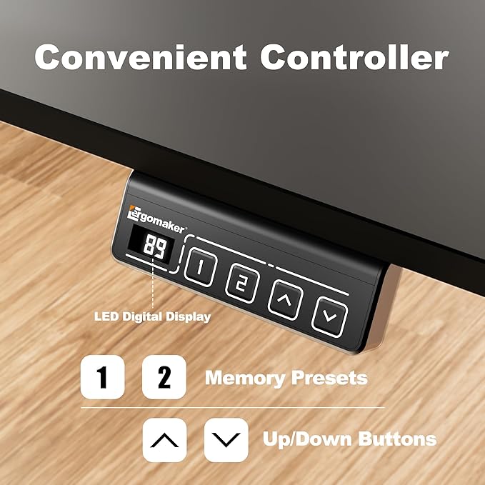 ERGOMAKER Electric Standing Desk, 63" x 23.6" Height Adjustable Sit Stand Desk with Splice Board for Home Office, Computer Desk Memory Preset (Black Frame, Black Desktop)
