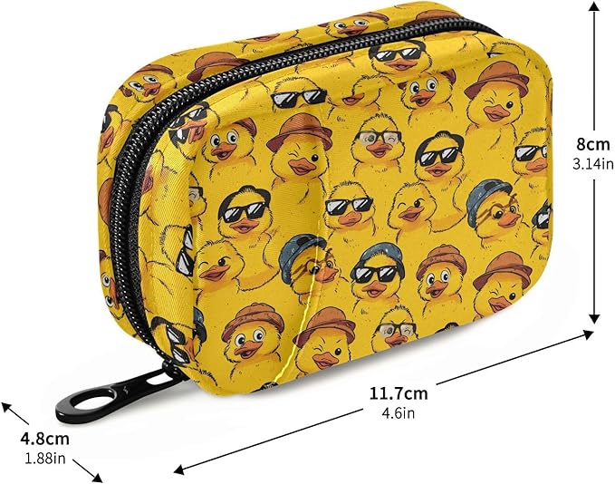 Yellow Duck Portable Pill Case Travel Pill Organizer Cute Cartoon Zipper Pill Box to Hold Vitamins Large Capacity Medicine Bag