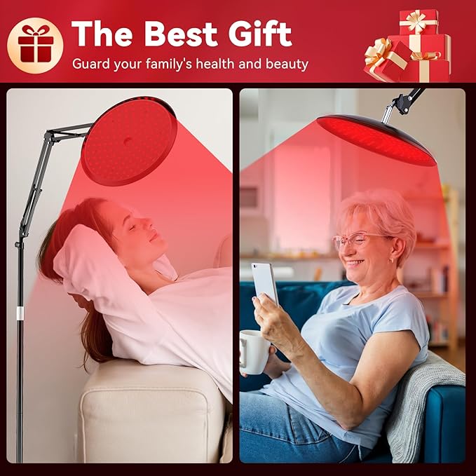 QRQ Red Light Therapy, Infrared Light Therapy Lamp with Stand for Face and Body,Led 660nm (Visible) and 850nm (Invisible) for Whole Body Face Beauty,Mother's Day Gifts