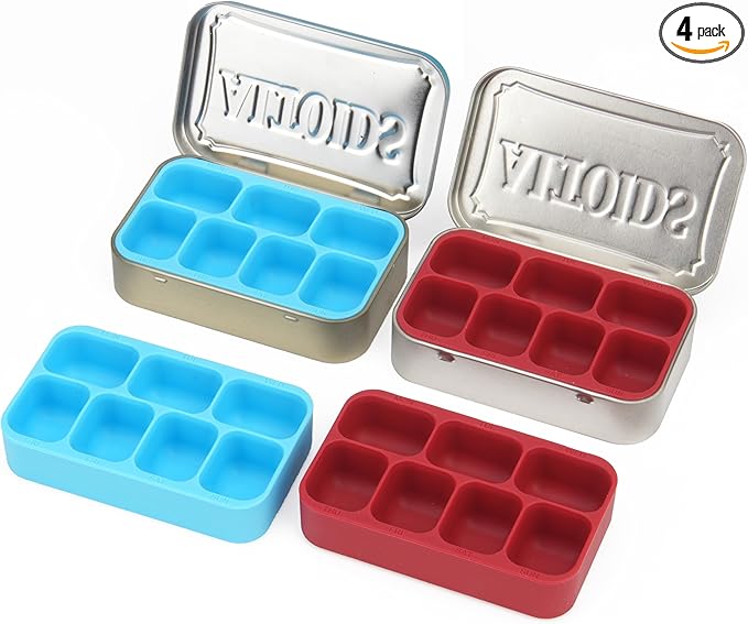 Luvcosy 4 Pack Silicone Tin Organizer Inserts Compatible with Altoids Mint Tins 1.76oz, Food-Safe Tin Divider for Weekly Pills, Candy, Screws, Fishing Gear, Paint Supplies, Jewelry Storage