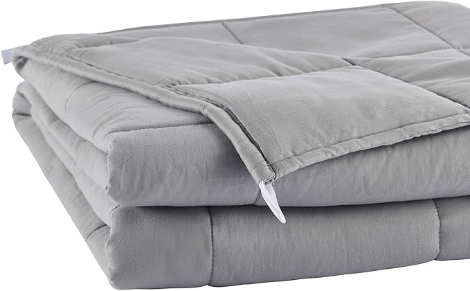RelaxBlanket Cotton Weighted Blanket 100% Cotton with Premium Glass Beads for All-Season 60''x80'' 20lbs,Light Grey