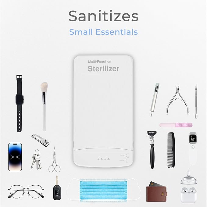 Nail Tool Sterilizer with Blue Light, Portable USB Sterilizating Box, Multi-Functional Nail Cleaner Box for Manicure Salon,Tweezers,Tattoo,Scissors,Jewelry,Phone, Watch,Keys