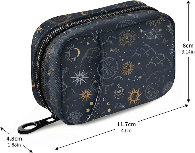 Magic Constellation Sun Moon Pill Box 7 Day Pill Case Travel Pill Organizer Bag Container for Medicine with Zipper Portable Weekly Case Compact Size for Medicine, Vitamin, Supplement