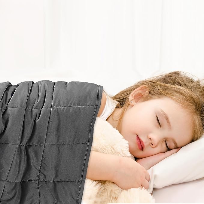 Weighted Blanket for Kids 40"x60" 5 lbs Cooling Blanket for Sleepers, Soft Material Blanket with Premium Glass Beads for All-Season, Grey