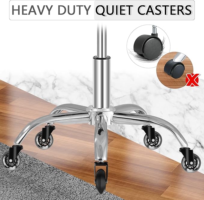 SALONFACTORY Saddle Stool with Wheels 300 lbs Weight Capacity, Heavy Duty Rolling Stool for Medical Massage Salon Kitchen Spa Drafting Nail-Tech,Height Adjustable,360 Swivel,Wide Thick Seat Padding