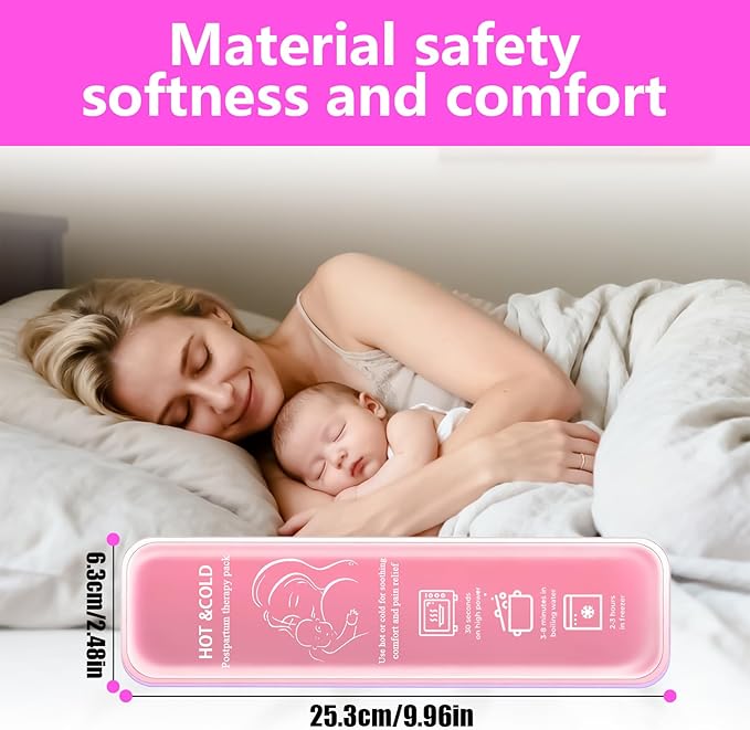 Postpartum Cold Pack, Perineal Cooling Pad Pregnancy & Hemorrhoid Pain Relief, Postpartum Ice Pack Pads with 2 Washable Sleeves (2 ice Pack+2 Fabric Cover) (Pink)
