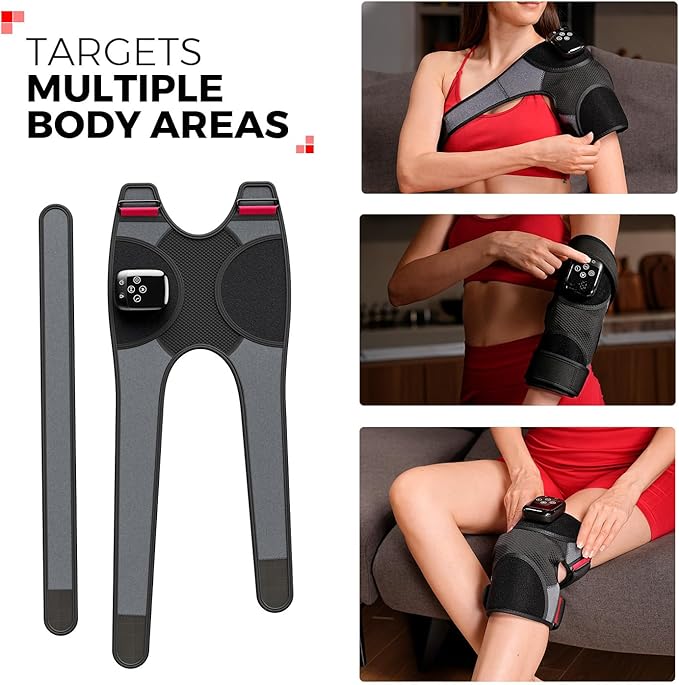 LTW Knee Massager with Heat and Red Light, Cordless Heated Knee Brace with 3 Heat/3 Vibration/5 Light Levels, 72 Red Lights, 5000mAh Massager for Knee Elbow Shoulder(2 Pack)