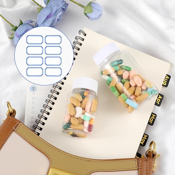 6 Pcs Clear Pill Bottle 150ml/80ml Plastic Medicine Containers Sample Jar with Caps Refillable Tablet Storage Holder Empty Reagent Chemical Organizers Small Travel Pill Cases for Liquid Solid