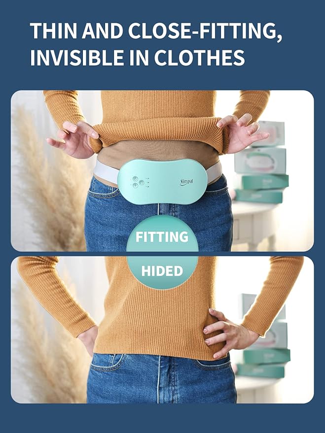 Slimpal Portable Heating Pad for Period Cramps, Electric Cordless Heating Pad for Menstrual Cramps Relief, 3 Timer Auto Off Setting, Wearable Heat Pad Belt for Her Women Girl Wife, Aqua