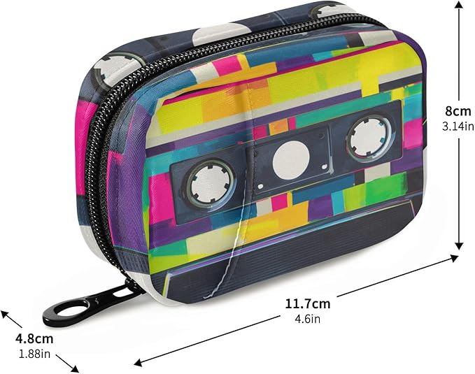 Audio Cassette Tape Pill Box 7 Day Pill Case Travel Pill Organizer Bag Container for Medicine with Zipper Portable Weekly Case Compact Size for Medicine, Vitamin, Supplement