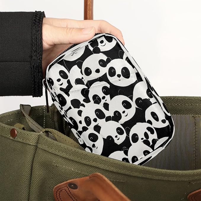 Weekly Travel Pill Organizer Case for Purse with Removable 7 Day Box Portable Compact Size Pill Box Fashionable Pill Container for Medicine Vitamin Supplement Cute Cartoon Panda