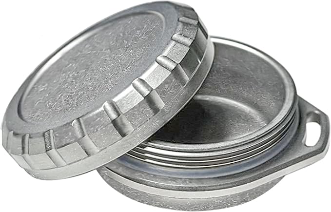 Titanium Waterproof Pill Case Travel Pill Organizer Bottle EDC Capsule Container Portable Pocket Metal Box with Chain for Camping, Hiking, Fishing, Titanium, Stone Washed