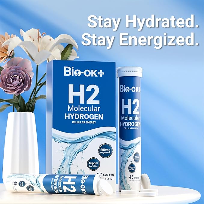 Hydrogen Water Tablets with 200MG Magnesium, 16 PPM H2 Hydrogen Tablets for Drinking Water, Rich in Antioxidants, Supports Cellular Health, Recovery, Immune & Brain Cognitive Function (90 Servings)