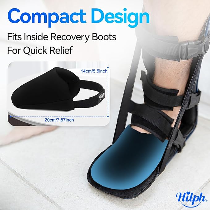 Hilph Foot Toes Ice Pack Wrap for Swelling & Bunion Surgery, Forefoot Cold Gel Sock with Strap for Broken Toes, Injuries, Gout, Plantar Fasciitis, Tendonitis, Toe Surgery Recovery, Single Black