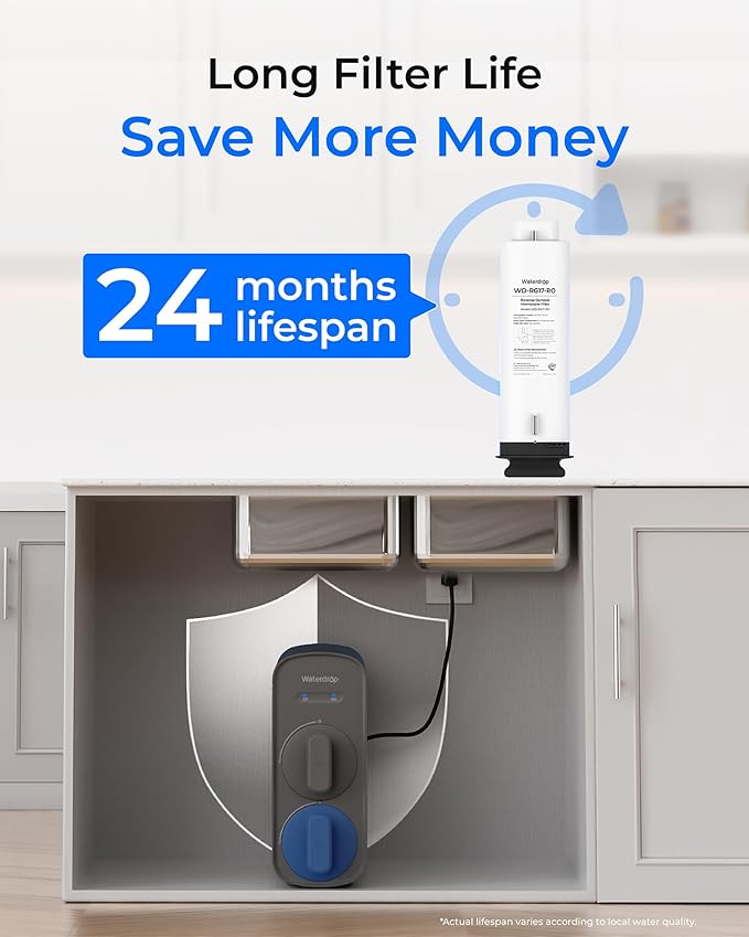 Waterdrop G5P700-RO Filter, Replacement for Waterdrop G5P700 & G5P700A & G5P700-PRO & G5P700A-PRO Undersink Reverse Osmosis System, 24-month Lifetime