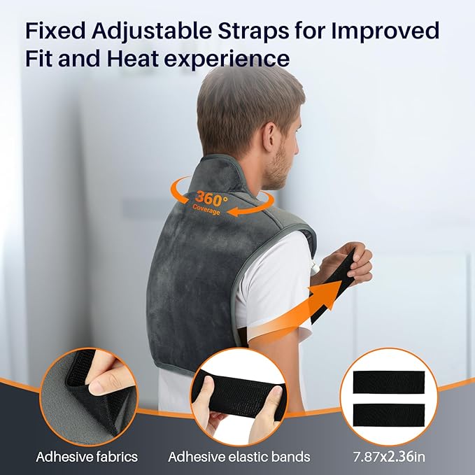 Comfytemp Weighted Heating Pad for Neck and Shoulders, Heating Pads for Back, Wearable Electric Heating Pads, Adjustable Heated Wrap with Auto-Off, Birthday Gifts for Women Men Mom & Mom Day Gifts